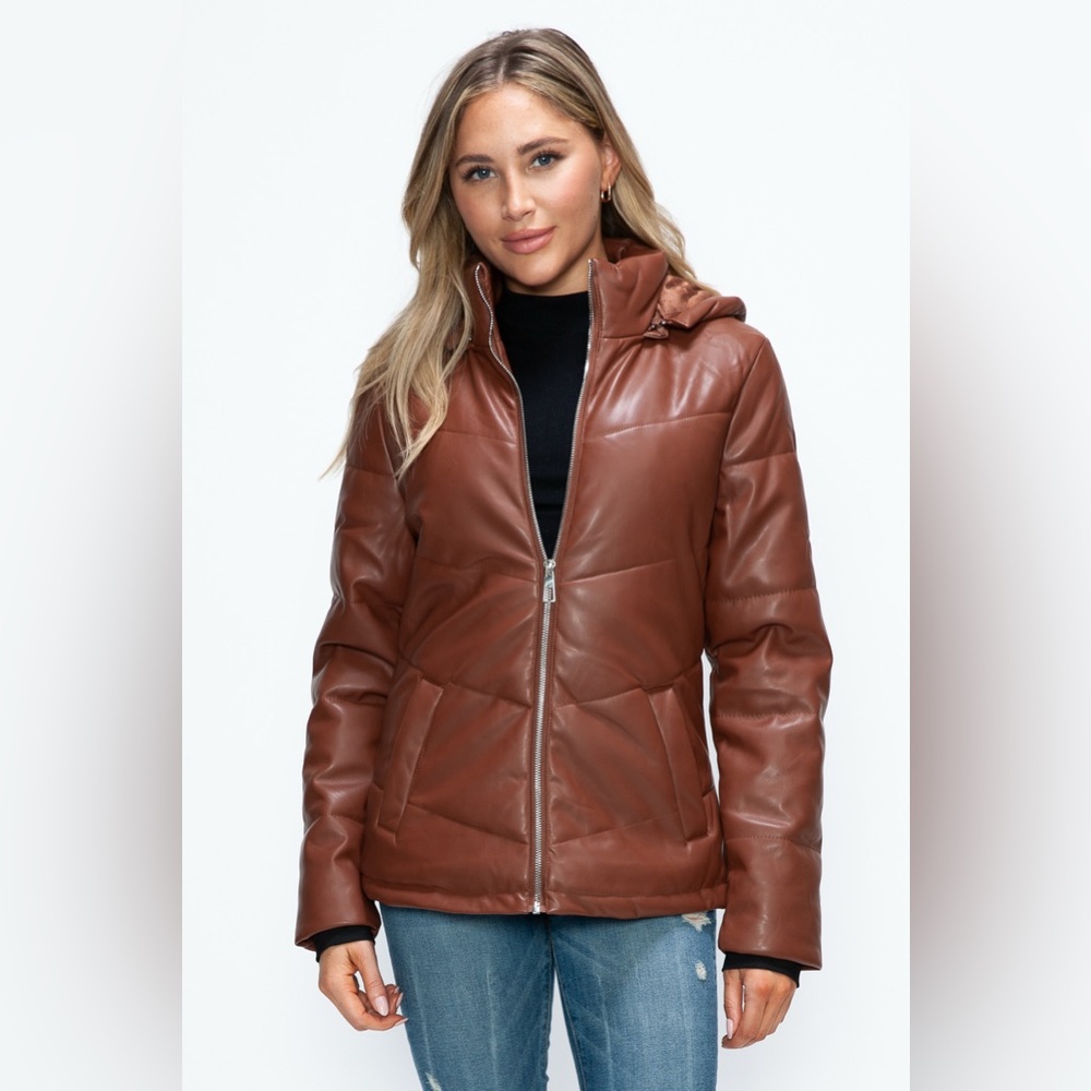 How Dare U Pocketed Zip Up Puffer Jacket with Removable Hood